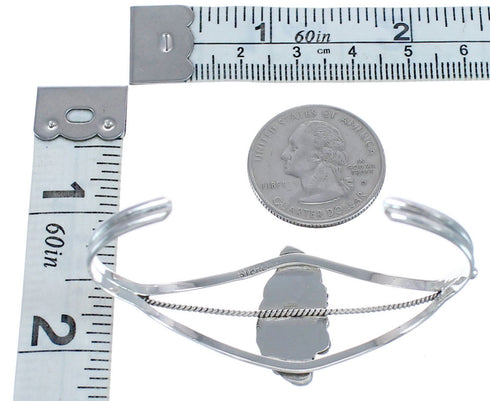 Blue Opal and Sterling Silver Native American Leaf Cuff Bracelet CB118402