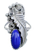 Navajo Lapis Lazuli Genuine Sterling Silver Leaf Ring Size 6-1/2 CB118685
