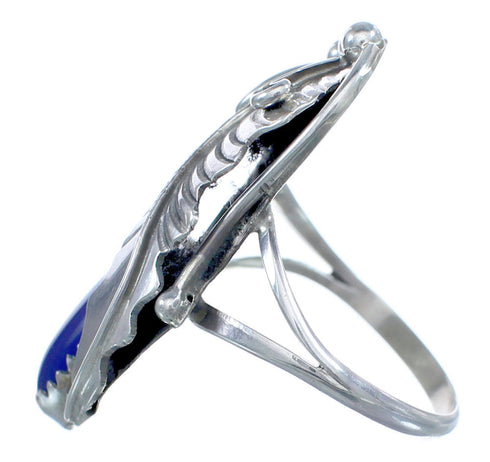 Navajo Lapis Lazuli Genuine Sterling Silver Leaf Ring Size 6-1/2 CB118685