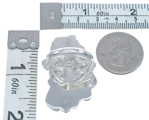 Navajo Flower and Leaf Turquoise Genuine Sterling Silver Ring Size 5-3/4 CB118698