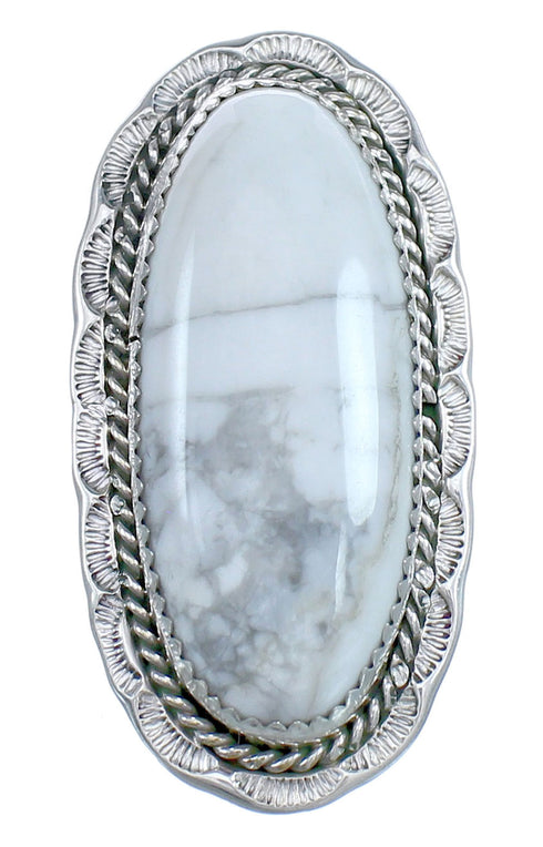 Native American Howlite Genuine Sterling Silver Ring Size 8-1/2 CB118710