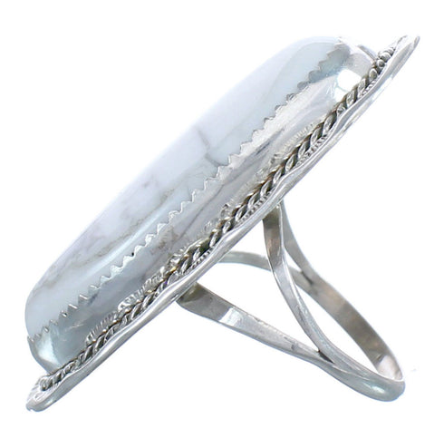 Native American Howlite Genuine Sterling Silver Ring Size 8-1/2 CB118710