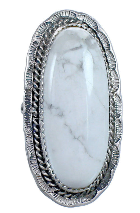 Howlite Genuine Sterling Silver Navajo Ring Size 8-3/4 CB118712