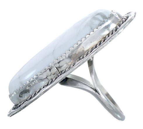 Howlite Genuine Sterling Silver Navajo Ring Size 8-3/4 CB118712