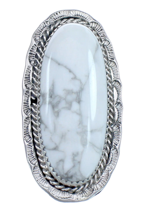 Authentic Navajo Twisted Sterling Silver Howlite Ring Size 8 CB118718