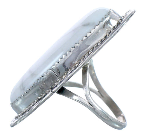 Authentic Navajo Twisted Sterling Silver Howlite Ring Size 8 CB118718