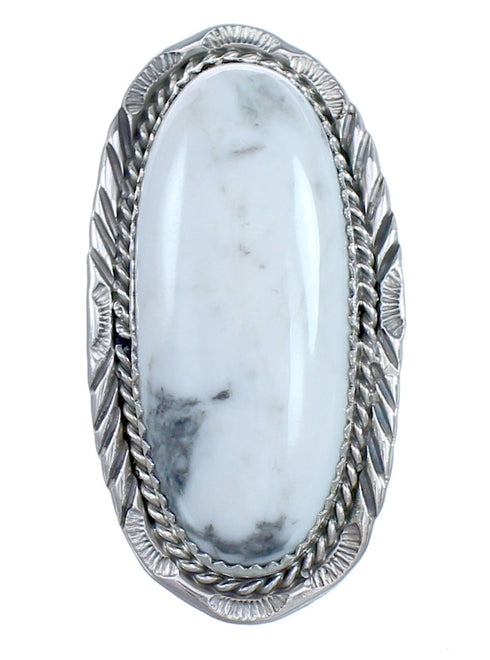 Native American Howlite Twisted Sterling Silver Ring Size 8 CB118720