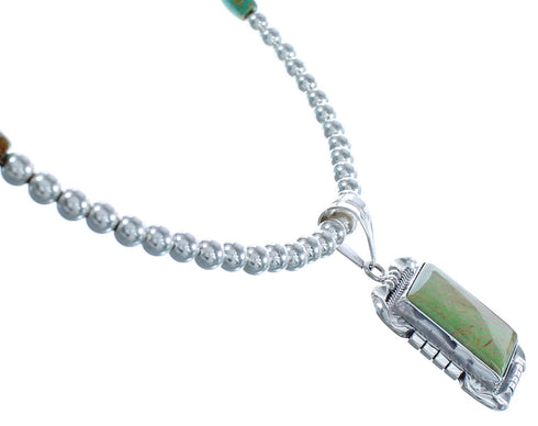 Twisted Sterling Silver Tuquoise Native American Bead Necklace BX119575