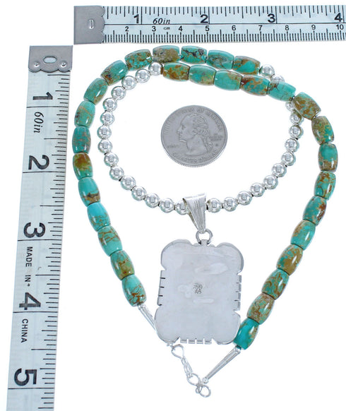 Twisted Sterling Silver Tuquoise Native American Bead Necklace BX119575