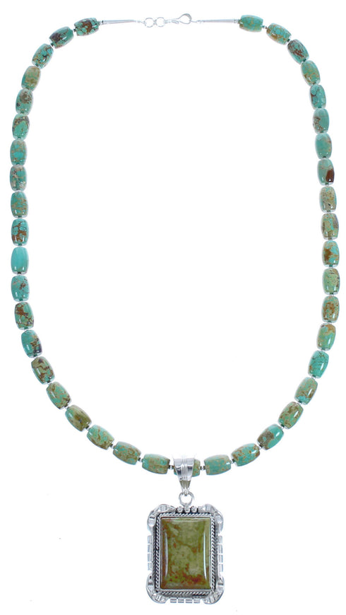 Navajo Twisted Sterling Silver Tuquoise Bead Necklace BX119576