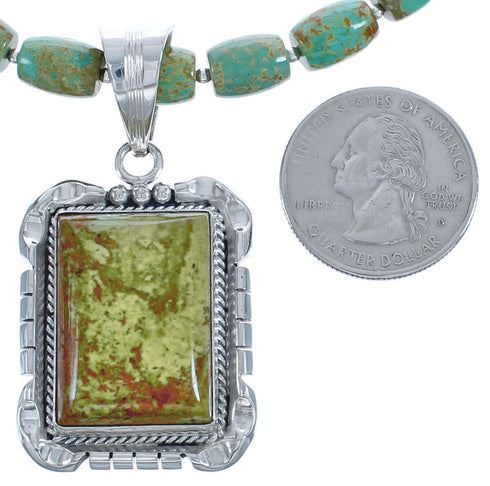 Navajo Twisted Sterling Silver Tuquoise Bead Necklace BX119576