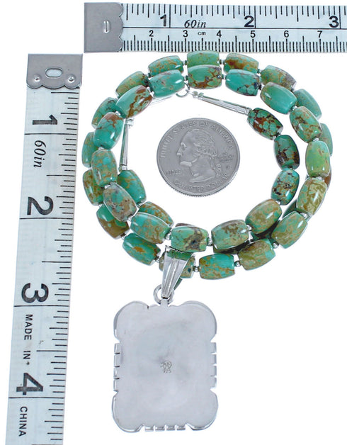Navajo Twisted Sterling Silver Tuquoise Bead Necklace BX119576