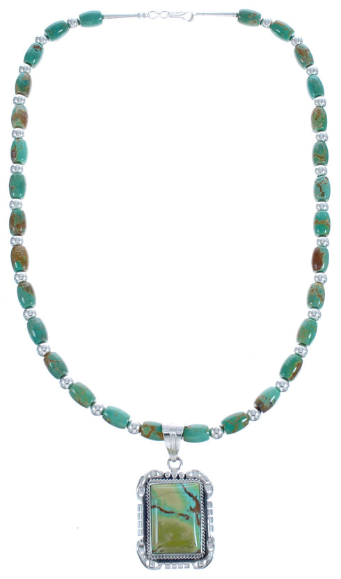 Twisted Authentic Sterling Silver Native American Tuquoise Bead Necklace BX119580