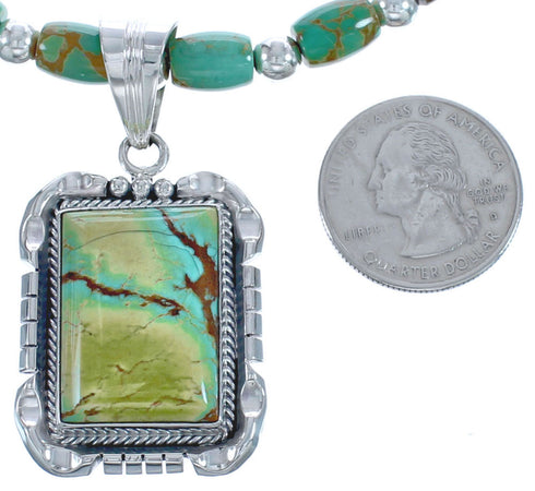 Twisted Authentic Sterling Silver Native American Tuquoise Bead Necklace BX119580