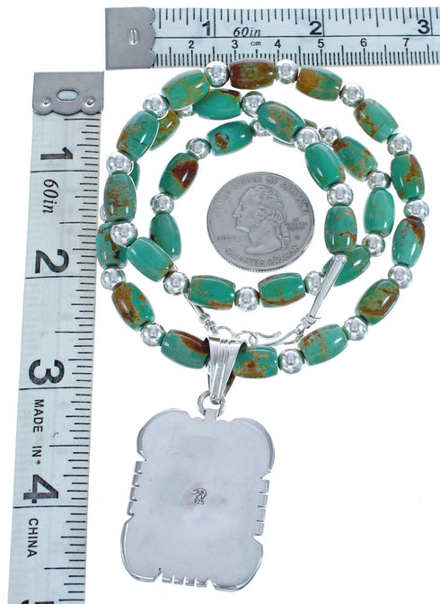 Twisted Authentic Sterling Silver Native American Tuquoise Bead Necklace BX119580