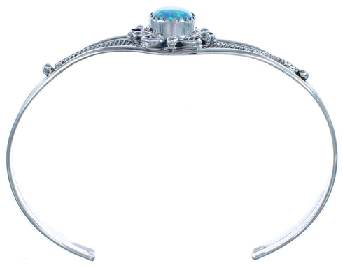 Blue Opal Sterling Silver Native American Cuff Bracelet RX119299