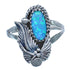 Sterling Silver Scalloped Leaf Navajo Blue Opal Ring Size 5-1/2 BX118934