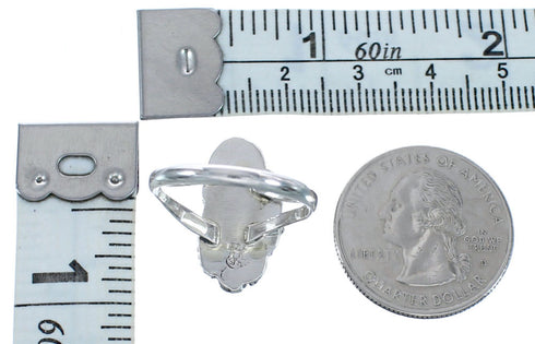 Native American Sterling Silver Scalloped Leaf Blue Opal Ring Size 8-3/4 BX118938