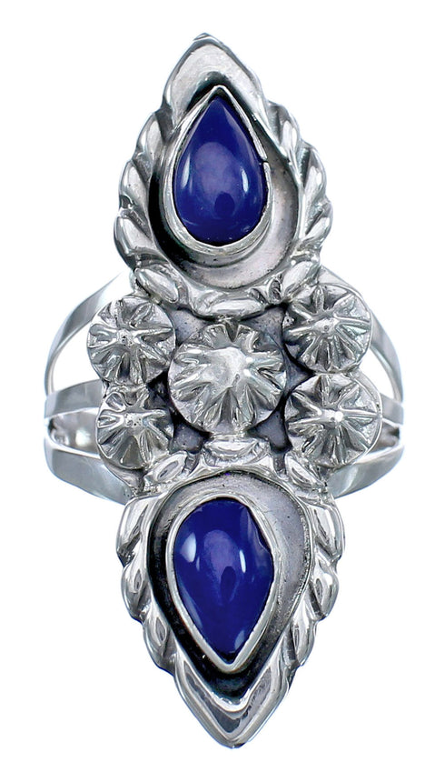 Native American Sterling Silver Lapis Ring Size 5-1/2 BX118978