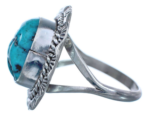 Genuine Sterling Silver Turquoise Navajo Ring Size 8-3/4 BX118993