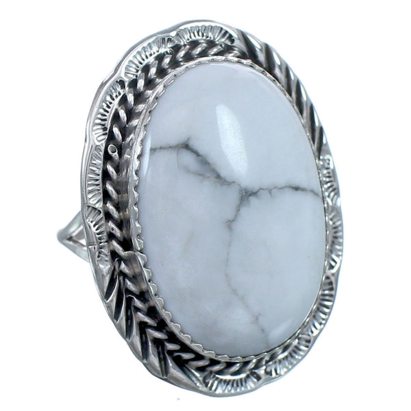 Sterling Silver Navajo Howlite Ring Size 7-3/4 BX119179