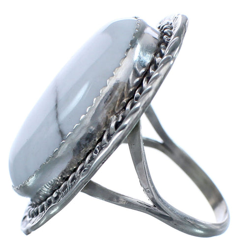 Sterling Silver Navajo Howlite Ring Size 7-3/4 BX119179