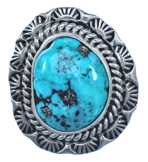 Sterling Silver Turquoise Navajo Ring Size 7-3/4 BX119236