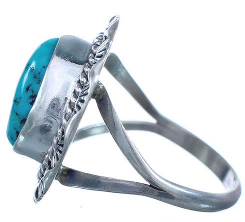 Twisted Sterling Silver Turquoise Native American Ring Size 7-3/4 BX119253