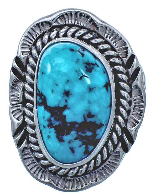Twisted Sterling Silver Turquoise American Indian Ring Size 6-3/4 BX119254