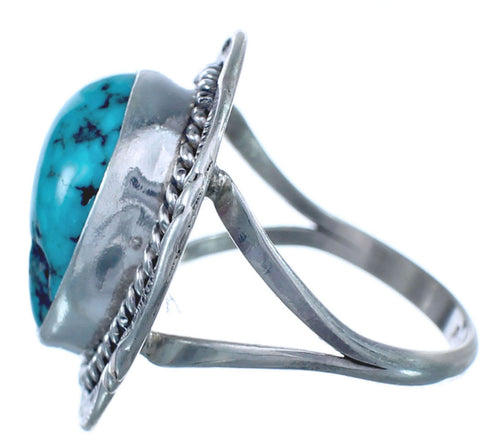 Twisted Sterling Silver Turquoise American Indian Ring Size 6-3/4 BX119254