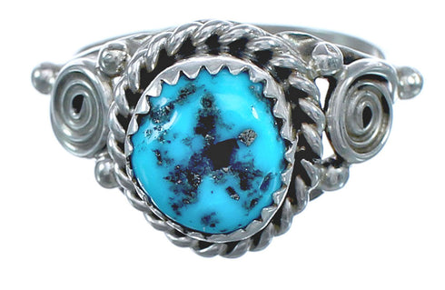 Authentic Twisted Sterling Silver Turquoise Native American Ring Size 6-3/4 BX119280