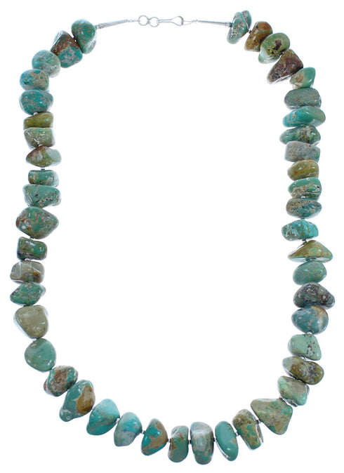 Southwest Sterling Silver Green Turquoise Bead Necklace BX119746