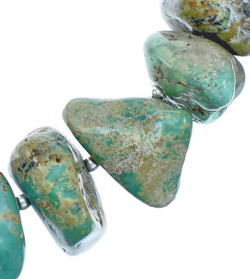 Southwest Sterling Silver Green Turquoise Bead Necklace BX119746