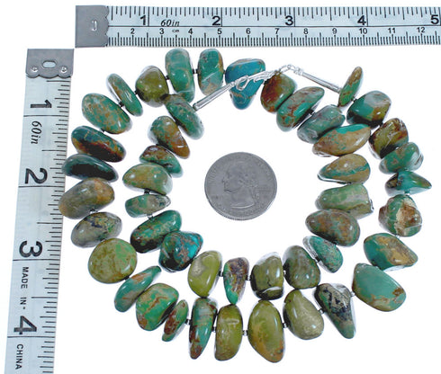 Southwest Turquoise Authentic Sterling Silver Bead Necklace BX119751