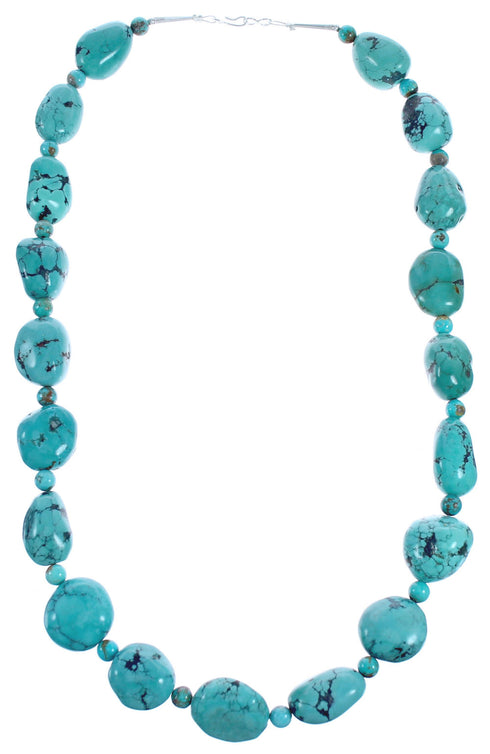 Turquoise Genuine Sterling Silver Bead Necklace BX119753