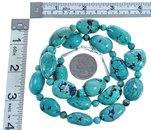 Turquoise Genuine Sterling Silver Bead Necklace BX119753