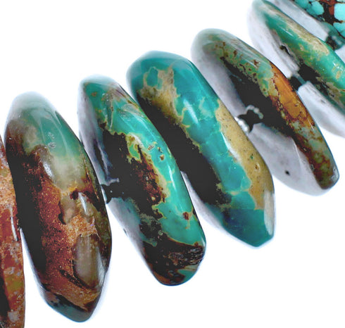 Southwest Turquoise Authentic Sterling Silver Wheel Bead Necklace BX119754