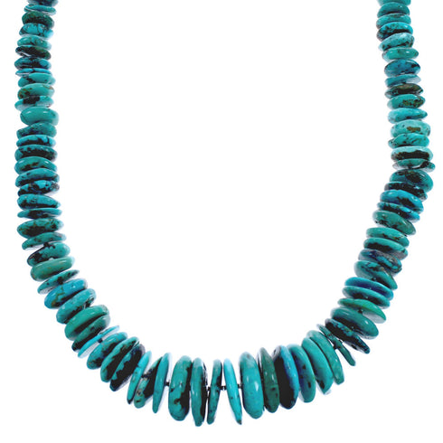 Genuine Sterling Silver Southwest Turquoise Wheel Bead Necklace BX119756