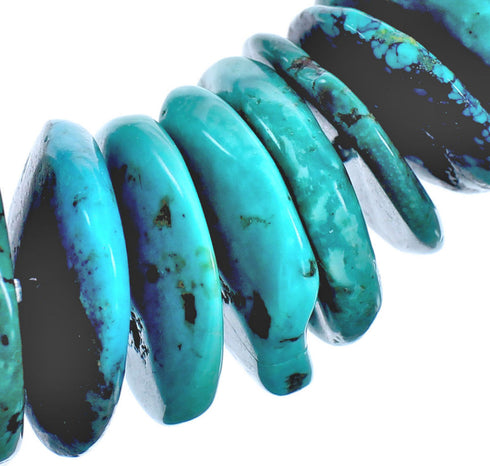 Genuine Sterling Silver Southwest Turquoise Wheel Bead Necklace BX119756