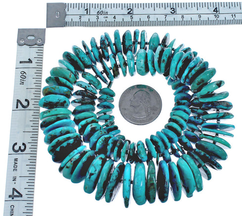 Genuine Sterling Silver Southwest Turquoise Wheel Bead Necklace BX119756