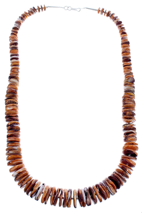 Purple And Orange Oyster Shell Sterling Silver Bead Necklace BX119757