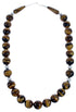 Southwest Genuine Sterling Silver Tiger Eye Bead Necklace BX119758