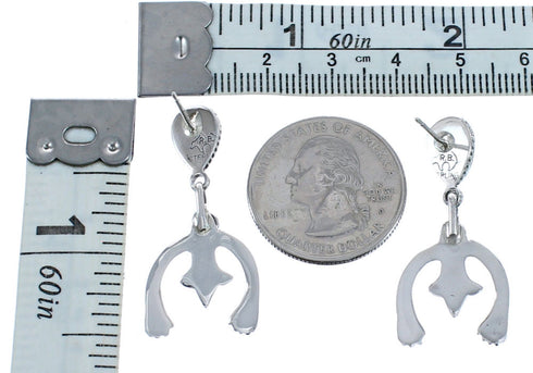 Sterling Silver Naja Navajo Coral Post Dangle Earrings BX119037