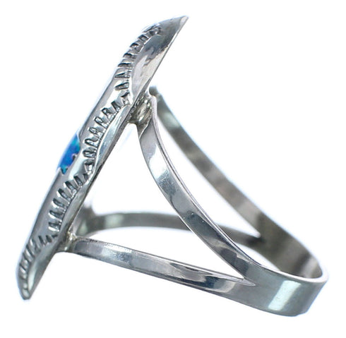 Blue Opal Navajo Sterling Silver Ring Size 6-1/2 BX119653