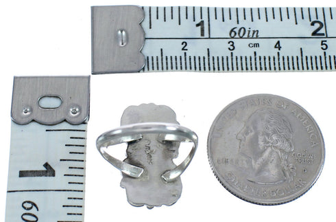 Genuine Sterling Silver Navajo Turquoise Ring Size 6-3/4 BX119672