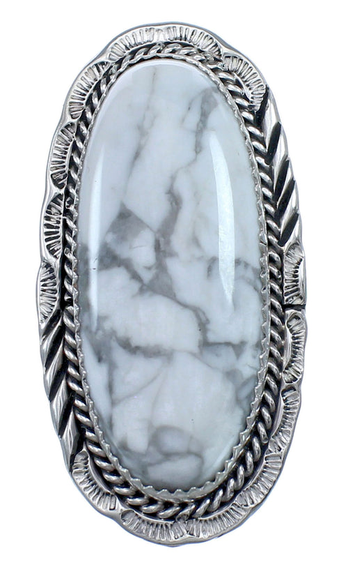 American Indian Howlite Authentic Sterling Silver Ring Size 8 BX119688