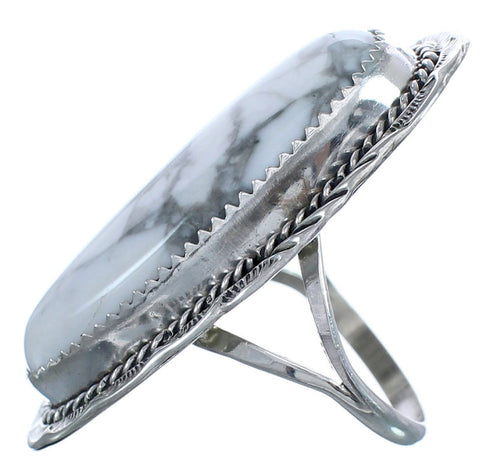 American Indian Howlite Authentic Sterling Silver Ring Size 8 BX119688
