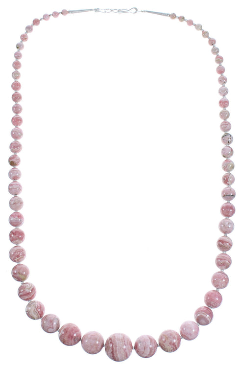 Genuine Sterling Silver Rhodochrosite Bead Necklace RX119192