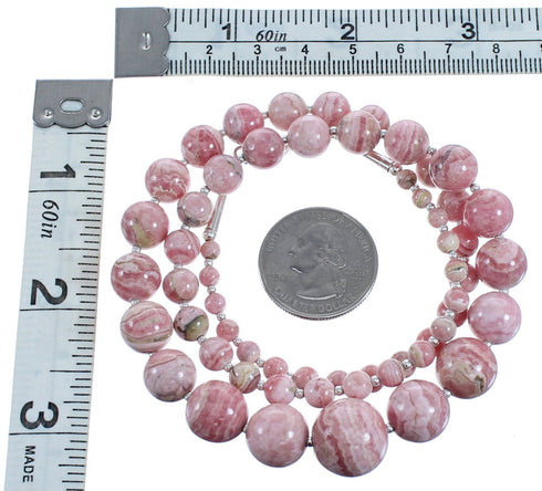 Genuine Sterling Silver Rhodochrosite Bead Necklace RX119192