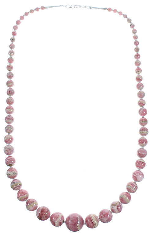 Sterling Silver Rhodochrosite Southwest Bead Necklace RX119195